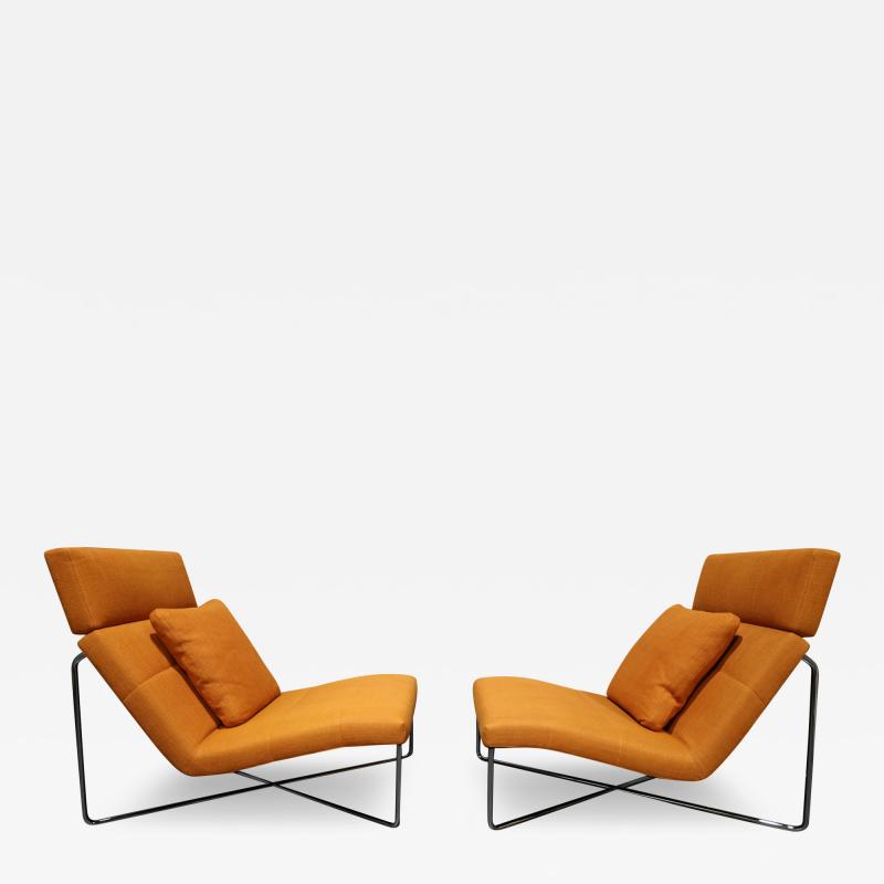 Rodolfo Dordoni Rodolfo Dordoni for Minotti Lounge Chairs in Orange Woven Fabric
