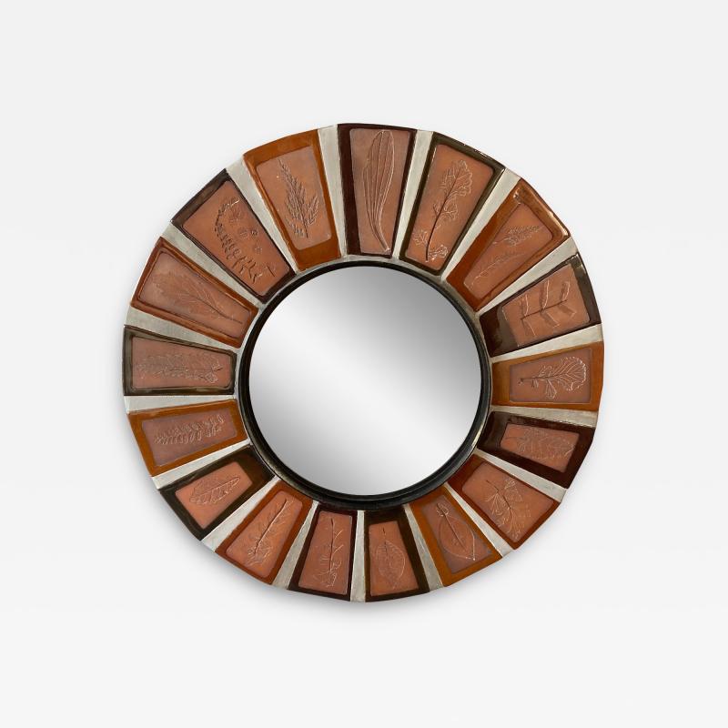 Roger Capron Ceramic Mirror by Roger Capron Vallauris France 1970s