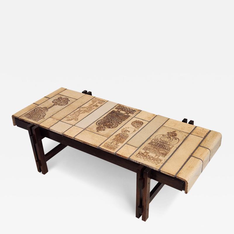 Roger Capron Coffee Table with Ceramic Tiles by Roger Capron