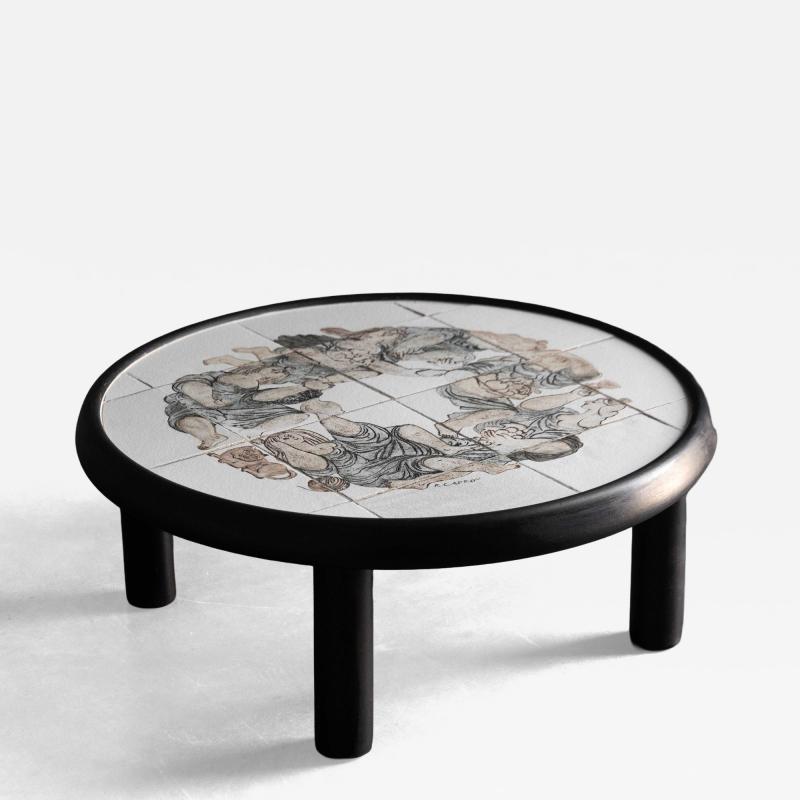 Roger Capron Figurative Ceramic Coffee Table by Roger Capron France 1960s