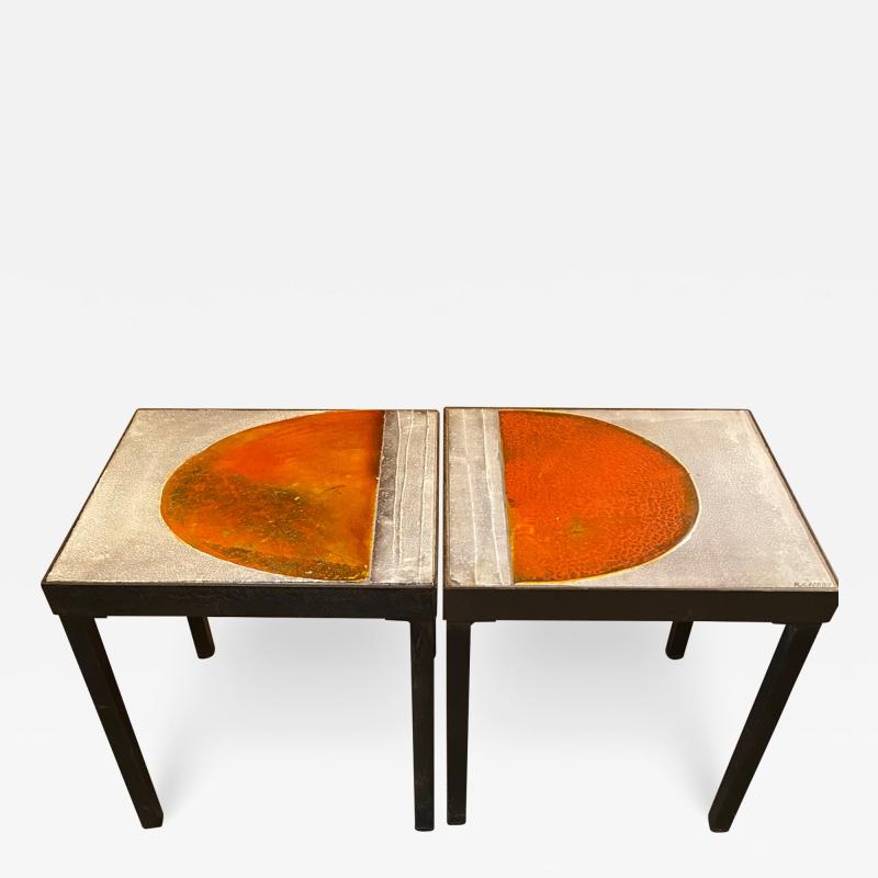 Roger Capron Pair of coffee tables side tables France 1960s