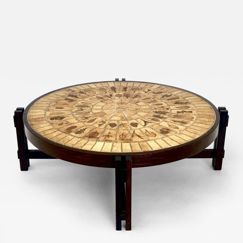 Roger Capron ROGER CAPRON FRENCH CERAMIC COFFEE TABLE MODEL GARRIGUE LEAF DECORATIONS