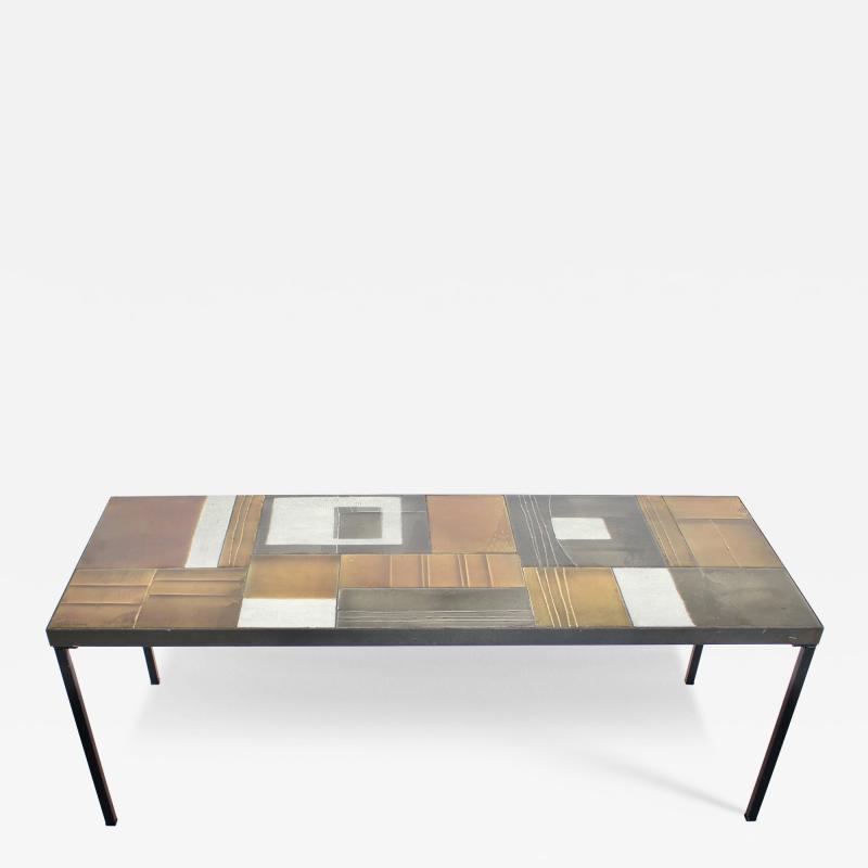 Roger Capron Roger Capron Abstract Ceramic Tiles Coffee Table Vallauris France