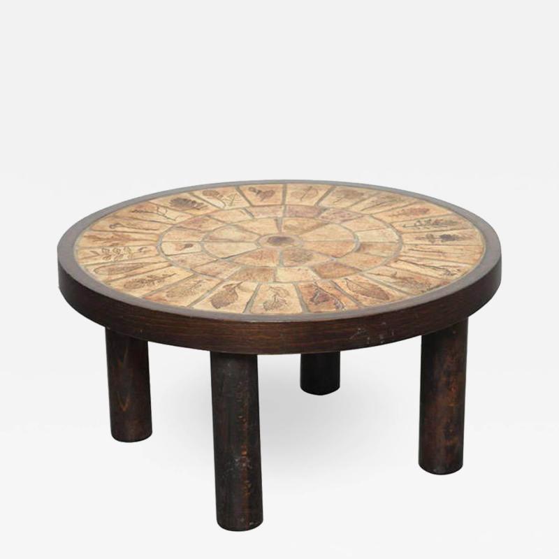 Roger Capron Round Coffee Table by Roger Capron with Garrigue Tiles