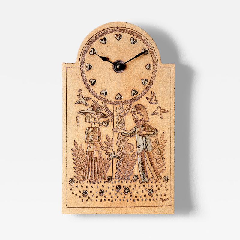 Roger Capron Stoneware Wall Clock by Raymond Peynet for Roger Capron 1