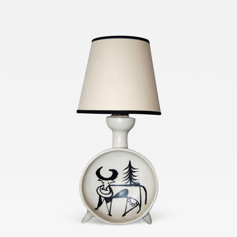 Roger Capron Whimsical Bull Table Lamp