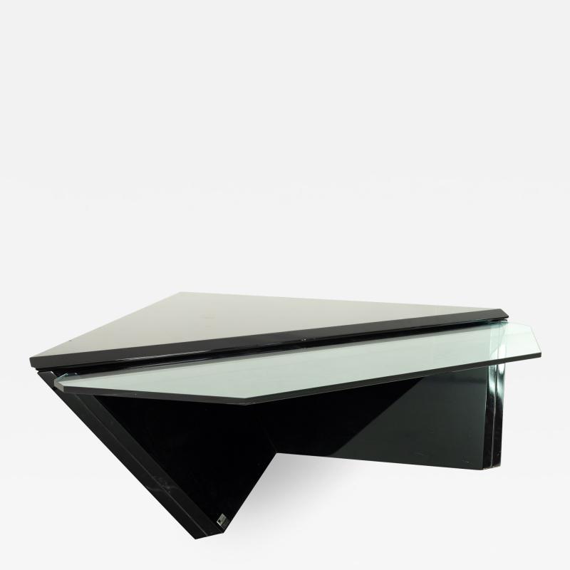 Roger Rougier Mid Century Diamond Glass and Lacquer Coffee Table by Roger Rougier