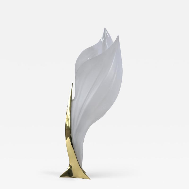 Roger Rougier Modernist Acrylic Brass Table Lamp or Floor Light by Maison Rougier 1970s