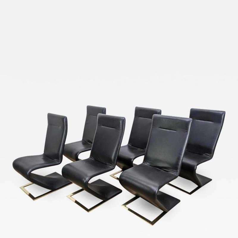 Roger Rougier SUITE OF SIX ROGER ROUGIER ZIG ZAG DINING CHAIRS