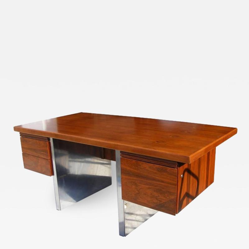 Roger Sprunger Dunbar Roger Sprunger Rosewood and Stainless Steel Desk