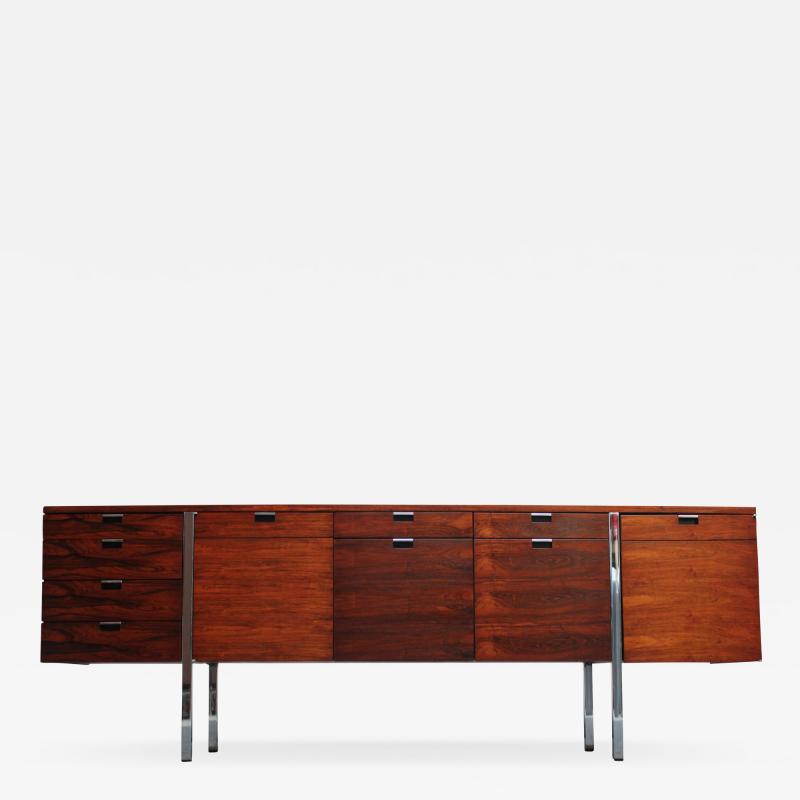 Roger Sprunger Roger Sprunger for Dunbar Rosewood and Chrome Credenza