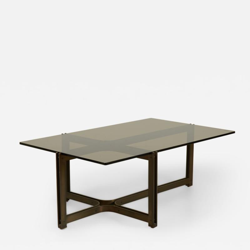 Roger Sprunger for Dunbar Bronze and Smoked Glass Coffee Cocktail Table