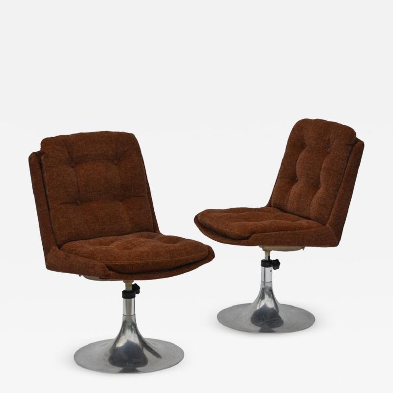 Roger Tallon Pair of Unusual French 1960s Pedestal Chairs in the Style of Roger Tallon