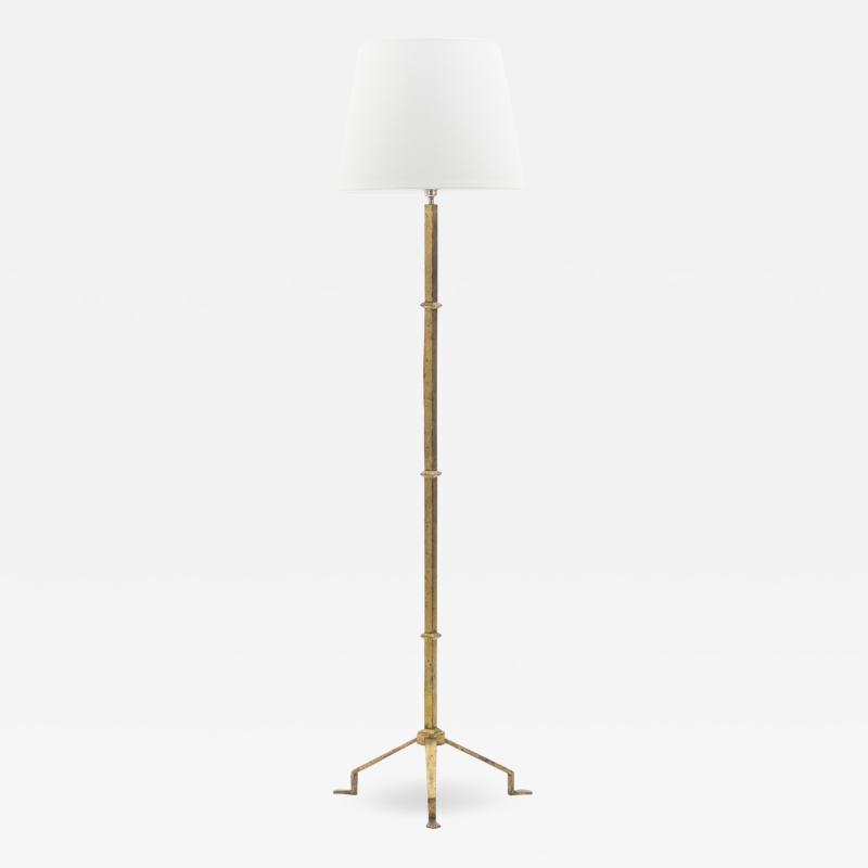 Roger Thibier Mid century Roger Thibier gilt wrought iron gold leaf floor lamp 1960s