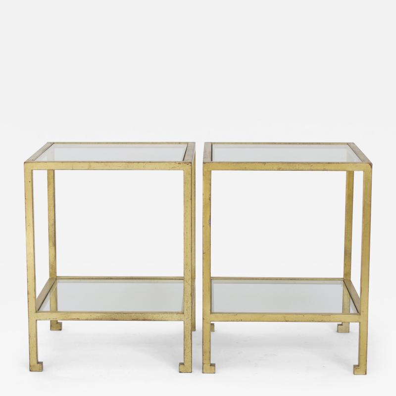 Roger Thibier ROGER THIBIER FRENCH GILDED IRON TWO TIER SIDE OR END TABLES FRANCE CIRCA 1970