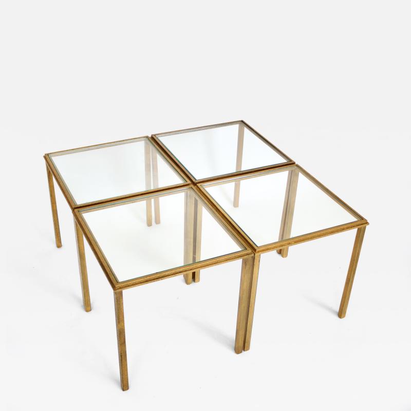 Roger Thibier Roger Thibier French Gilded Iron Side Tables or Modular Coffee Table