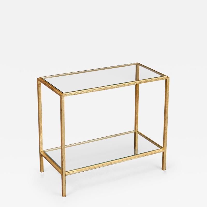 Roger Thibier Two Tiered Side Table in Gilt Wrought Iron Attributed to Thibier France 1960s