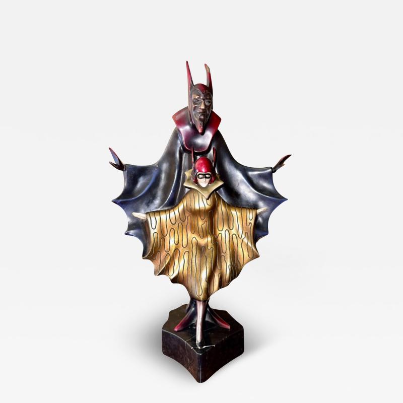 Roland Paris ROLAND PARIS COLD PAINTED BRONZE GROUP SATANELLA OR LE DIABLE AMOREAUX