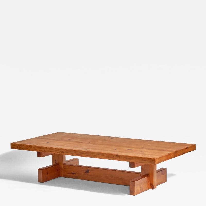 Roland Wilhelmsson Roland Wilhelmsson Attribution Large Coffee Table in Pine Sweden 1970s