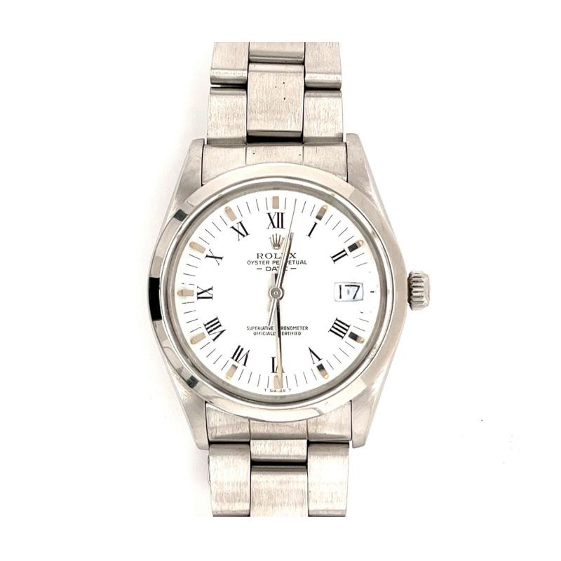 Rolex 34mm Oyster Perpetual Date Ref 15200 White Dial Roman Numerals