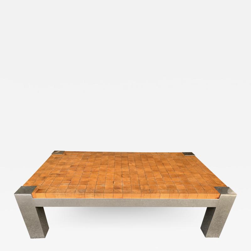 Rolf Middelboe Coffee Table Wood Cube and Metal France 1970s