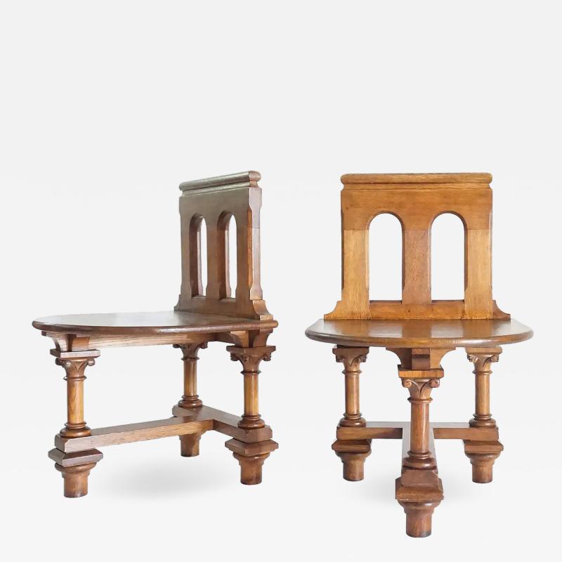 Romanesque Revival Oak Hall Seats Normandy