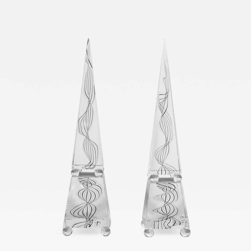 Romano Dona Pair of Glass Obelisks by Romano Dona