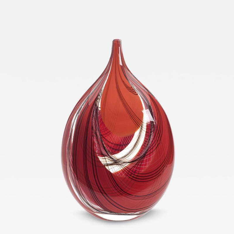 Romano Dona Red and black colour Romano Dona blown glass vase