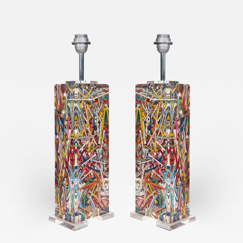 Romeo Paris Great pair of resin lamps by Romeo Paris