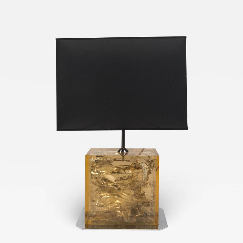 Romeo Rega 1970s crushed ice resin table lamp attributed to Romeo Rega