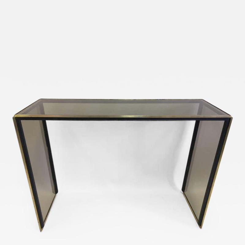 Romeo Rega Italian Midcentury Brass Nickel and Glass Console or Writing Table Romeo Rega
