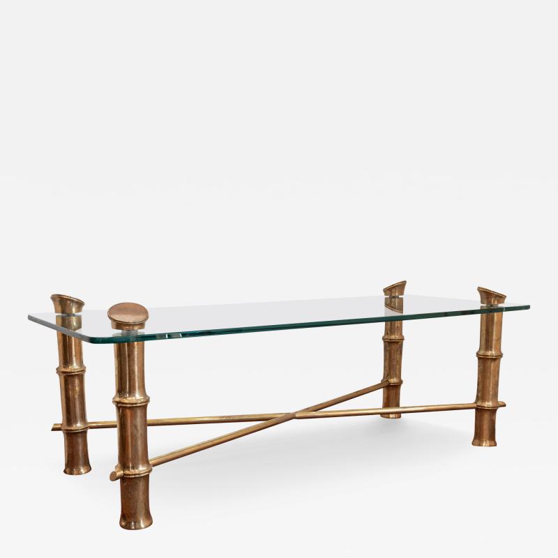 Romeo Rega Italian Modern Brass Faux Bamboo Coffee Table