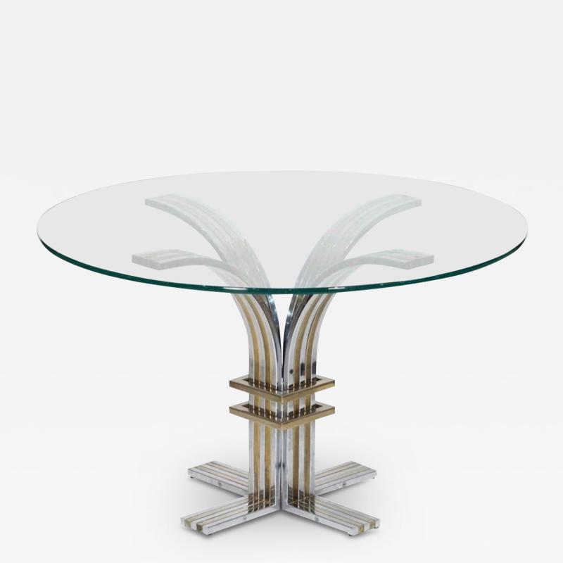 Romeo Rega Italian Modern Chrome And Brass Center Table Attributed To Romeo Rega