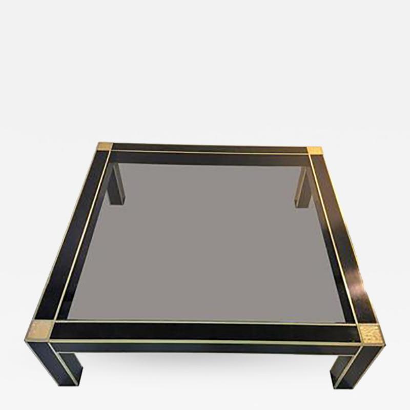 Romeo Rega Modernist Brass and Black Laminate Coffee Table by Romeo Rega