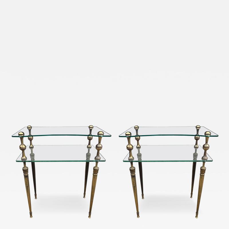 Romeo Rega Pair Of Italian Modern Brass And Glass Tables