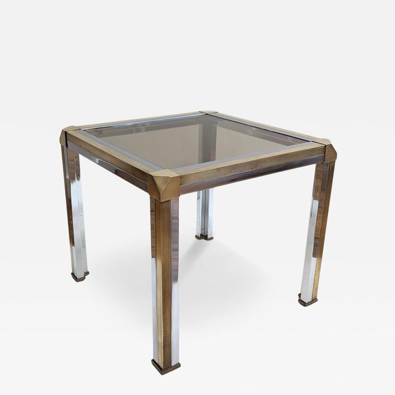 Romeo Rega Romeo Rega Brass Chrome Glass Side Table