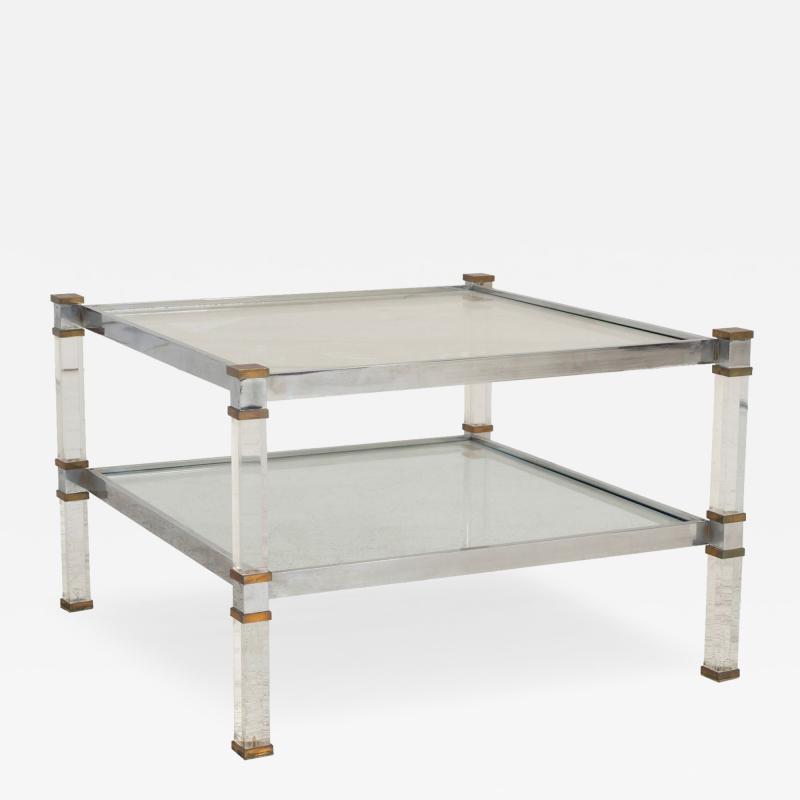 Romeo Rega Romeo Rega Brass Lucite Glass Side Table Italy 1970s