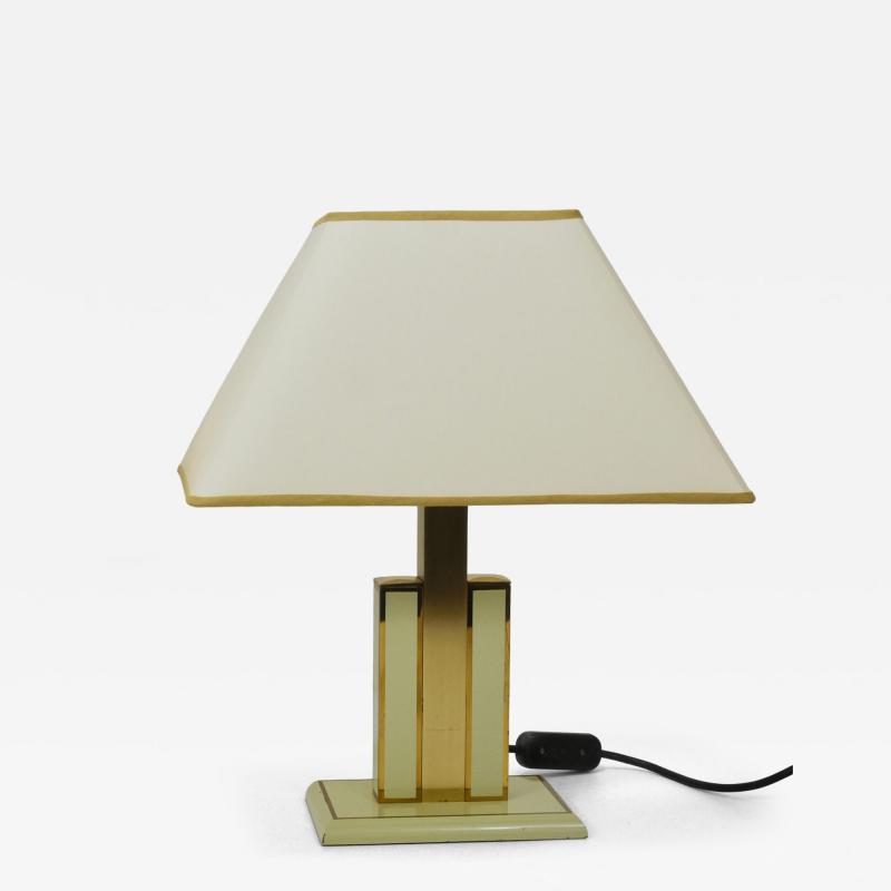 Romeo Rega Romeo Rega Ivory Gold Midcentury Brass Table Side Lamp Italy 1970s
