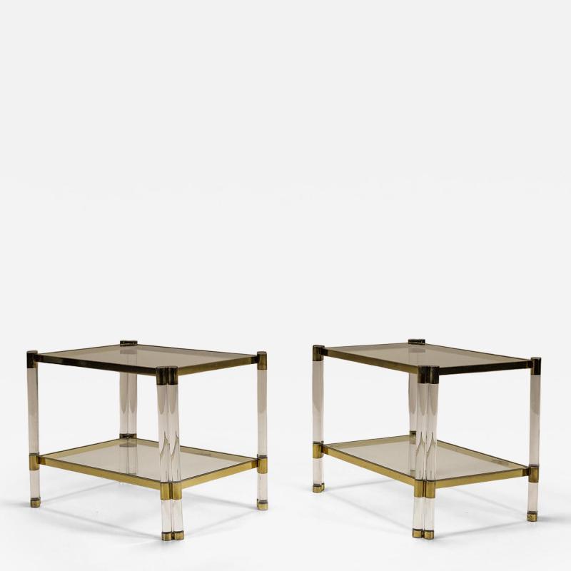 Romeo Rega Romeo Rega Pair of Lucite and Brass Side Tables Italy 1970s