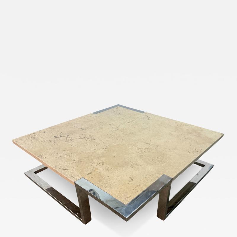 Romeo Rega Romeo Rega for Adriana Asti Marble and Chrome Coffee Table 1970s