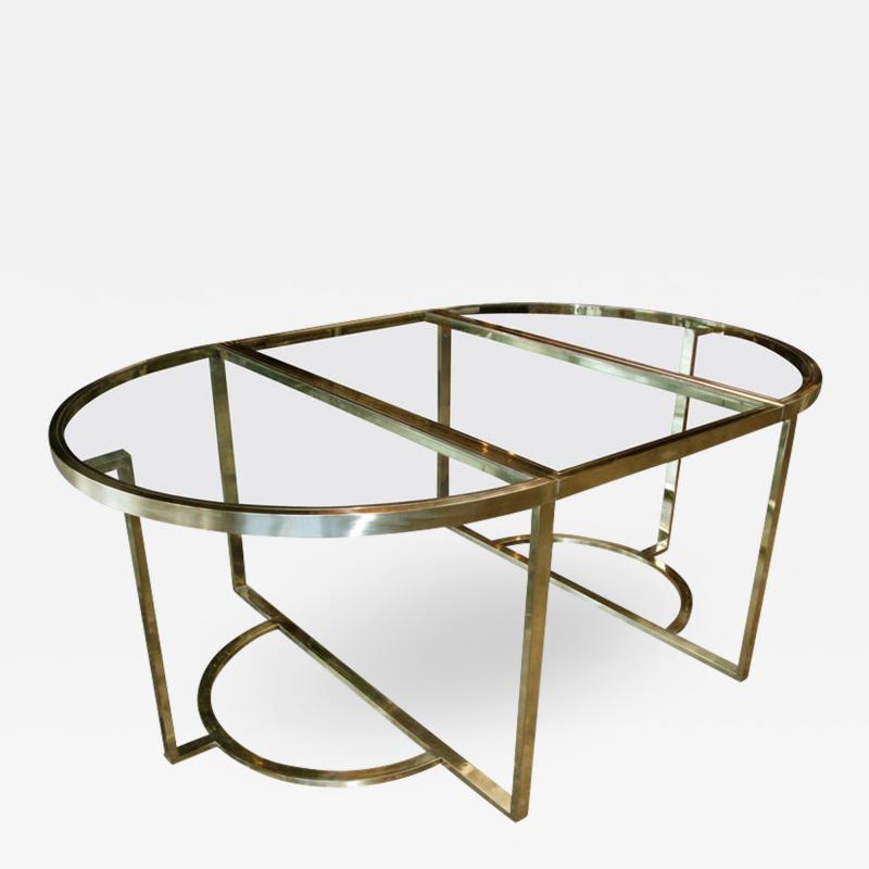 Romeo Rega Versatile Brass Oval or Round Dining Table by Romeo Rega 1970