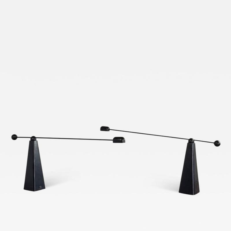 Ron Rezek Rare Pair of Post Modern Adjustable Orbit Lamps by Ron Rezek