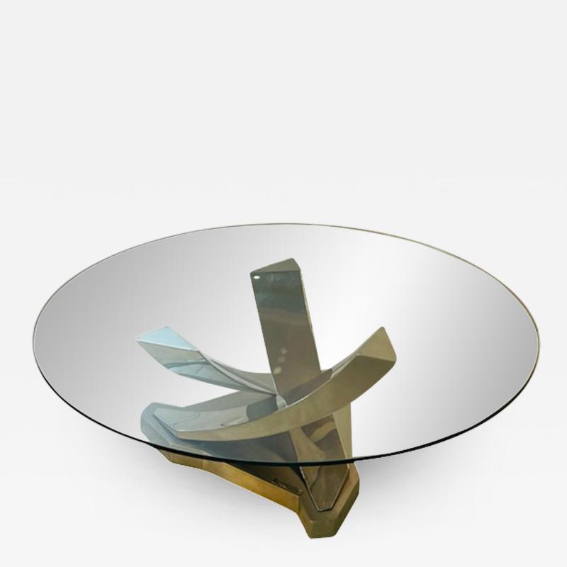 Ron Seff MODERNIST MATTE POLISHED CHROME SCULPTURAL TABLE IN THE MANNER OF RON SEFF