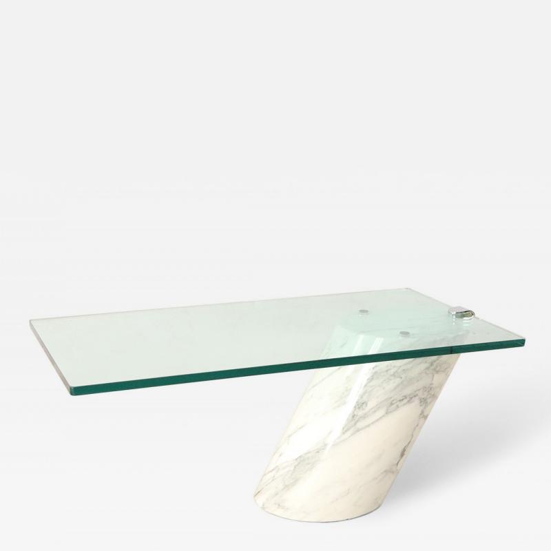 Ronald Schmitt for Brueton White Carrara Marble and Glass Coffee Table
