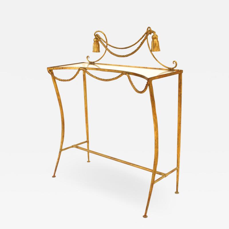 Rope and Tassel Gilt and Glass Console Table