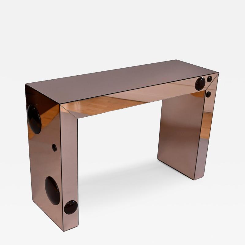 Rose Gold console table with bronze glass bubble spots