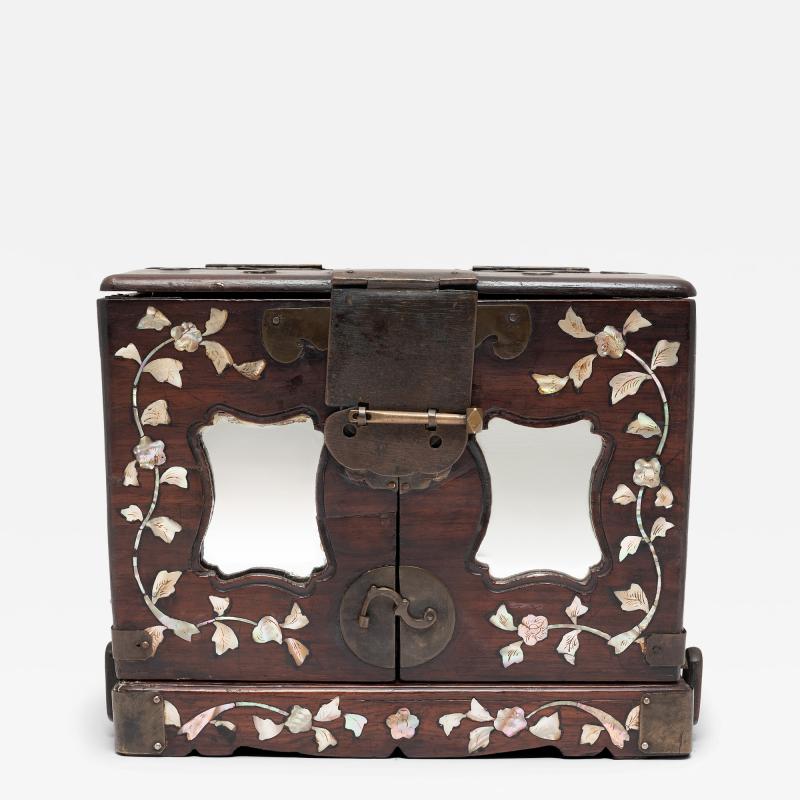 Rosewood Jewelry Box with Mother of Pearl Inlay