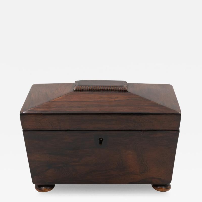 Rosewood Sarcophagus Tea Caddy English Circa 1860