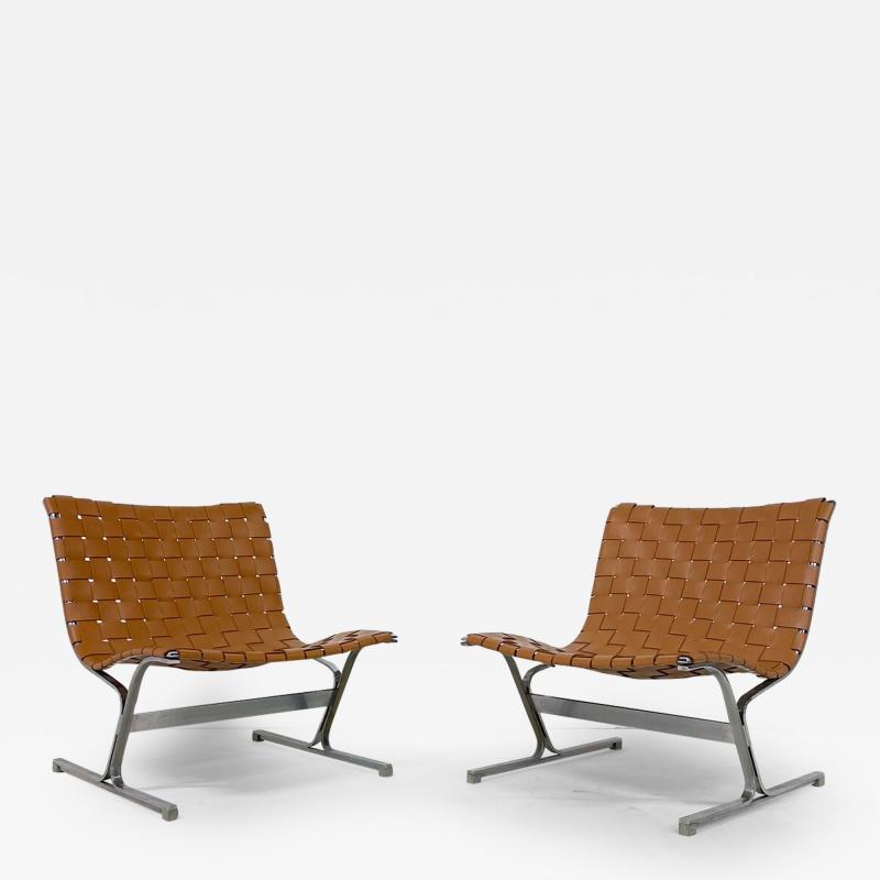 Ross F Littell Pair of Italian Mid Century Lounge Chairs by Ross Littell for ICF