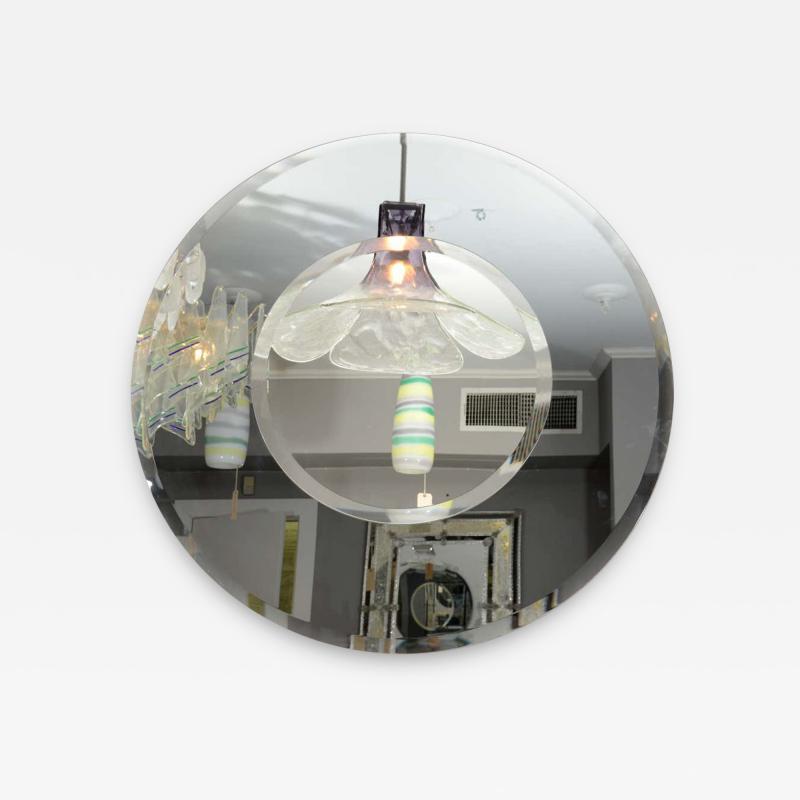 Round Beveled Mirror with Bold Smoke Glass Border